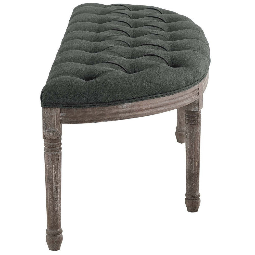 Esteem Vintage French Upholstered Fabric Semi-Circle Bench - No Shipping Charges MDY-EEI-3369-GRY