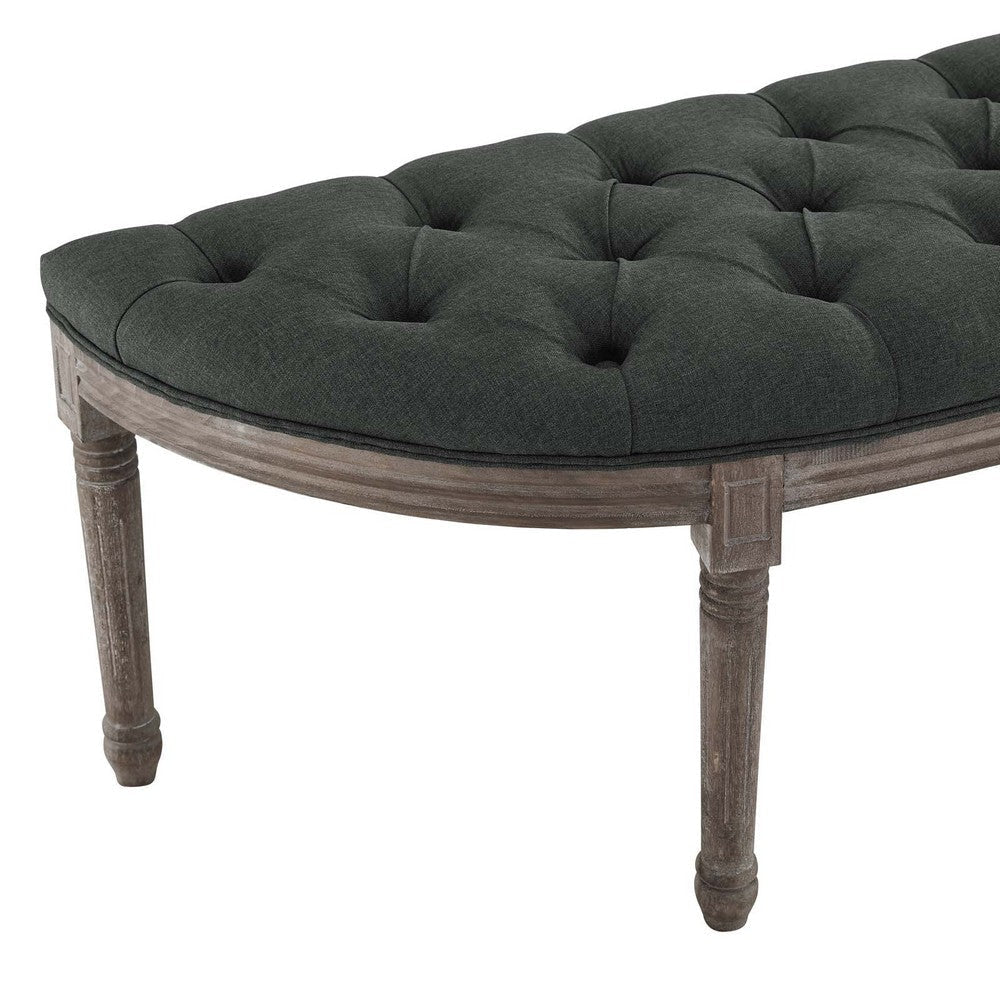 Esteem Vintage French Upholstered Fabric Semi-Circle Bench - No Shipping Charges MDY-EEI-3369-GRY