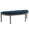 Esteem Vintage French Upholstered Fabric Semi-Circle Bench - No Shipping Charges MDY-EEI-3369-NAV