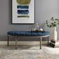 Modway Esteem Vintage French Upholstered Fabric Semi-Circle Entryway Bench in Navy