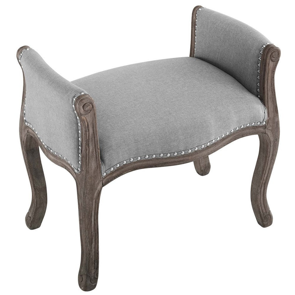 Modway Avail Vintage French Upholstered Fabric Entryway Bench in Light Gray MDY-EEI-3370-LGR