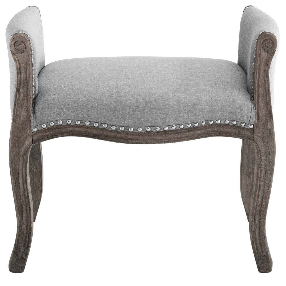 Modway Avail Vintage French Upholstered Fabric Entryway Bench in Light Gray MDY-EEI-3370-LGR