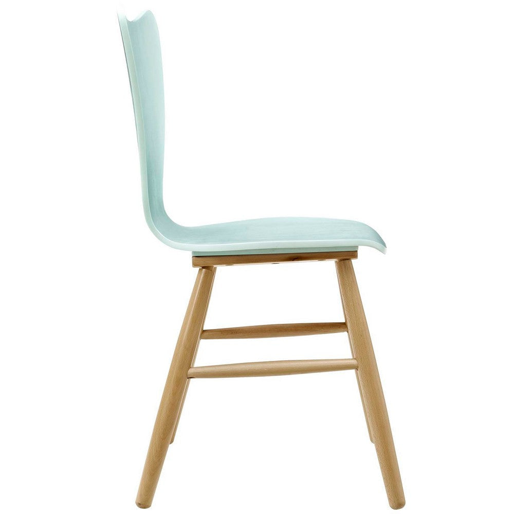 Modway Cascade Mid-Century Modern Wood Four Kitchen and Dining Room Chairs in Light Blue MDY-EEI-3380-LBU