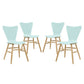 Modway Cascade Mid-Century Modern Wood Four Kitchen and Dining Room Chairs in Light Blue