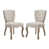 Modway Array French Vintage Tufted Upholstered Fabric Two Dining Chairs in Beige