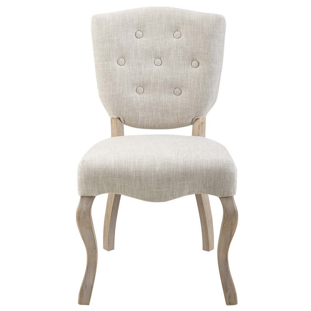 Modway Array French Vintage Tufted Upholstered Fabric Two Dining Chairs in Beige MDY-EEI-3383-BEI