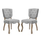 Modway Array French Vintage Tufted Upholstered Fabric Two Dining Chairs in Light Gray