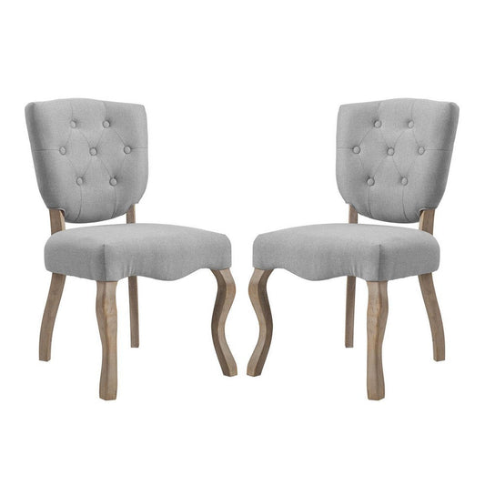 Modway Array French Vintage Tufted Upholstered Fabric Two Dining Chairs in Light Gray