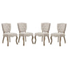 Modway Array French Vintage Tufted Upholstered Fabric Four Dining Chairs in Beige