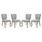 Modway Array French Vintage Tufted Upholstered Fabric Four Dining Chairs in Light Gray