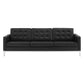 Modway EEI-3385-SLV-BLK Loft Tufted Button Faux Leather Upholstered Sofa in Silver Black MDY-EEI-3385-SLV-BLK