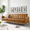 Modway Loft Tufted Button Faux Leather Upholstered Sofa in Silver Tan MDY-EEI-3385-SLV-TAN