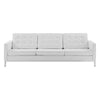 Modway Loft Tufted Button Faux Leather Upholstered Sofa in Silver White MDY-EEI-3385-SLV-WHI