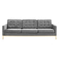 Modway Loft Tufted Button Performance Velvet Upholstered Sofa in Gold Gray MDY-EEI-3387-GLD-GRY