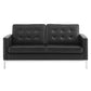 Modway Loft Tufted Button Faux Leather Upholstered Loveseat in Silver Black MDY-EEI-3388-SLV-BLK