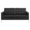 Modway Loft Tufted Button Faux Leather Upholstered Loveseat in Silver Black MDY-EEI-3388-SLV-BLK