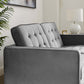 Modway Loft Tufted Button Performance Velvet Upholstered Loveseat in Gold Gray MDY-EEI-3390-GLD-GRY