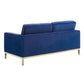 Modway Loft Tufted Button Performance Velvet Upholstered Loveseat in Gold Navy MDY-EEI-3390-GLD-NAV