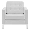 Loft Tufted Upholstered Faux Leather Armchair - No Shipping Charges MDY-EEI-3391-SLV-WHI