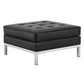 Modway Loft Tufted Button Faux Leather Upholstered Square Ottoman in Silver Black