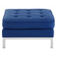 Modway EEI-3394 Loft Tufted Button Faux Leather Upholstered Square Ottoman in Silver Navy MDY-EEI-3394-SLV-NAV