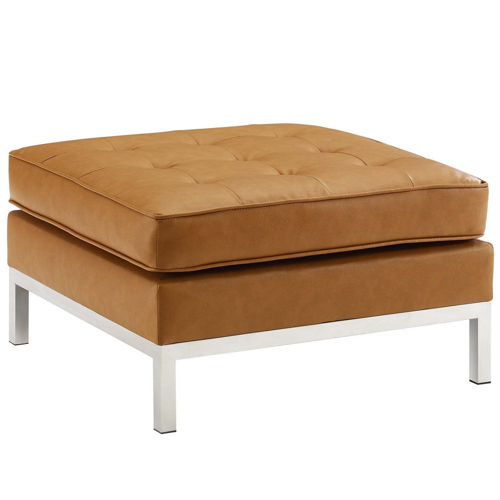 Loft Tufted Upholstered Faux Leather Ottoman - No Shipping Charges