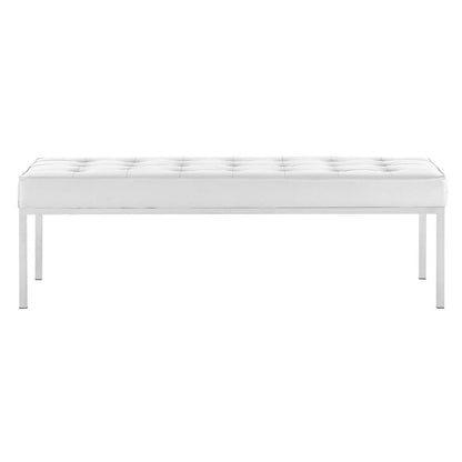 Loft Tufted Large Upholstered Faux Leather Bench - No Shipping Charges MDY-EEI-3397-SLV-WHI