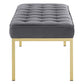 Loft Gold Stainless Steel Leg Large Performance Velvet Bench - No Shipping Charges MDY-EEI-3399-GLD-GRY