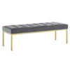 Loft Gold Stainless Steel Leg Large Performance Velvet Bench - No Shipping Charges MDY-EEI-3399-GLD-GRY