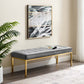 Modway Loft Tufted Button Performance Velvet Upholstered Large Accent Bench in Gold Gray