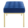 Modway Loft Tufted Button Performance Velvet Upholstered Large Accent Bench in Gold Navy 56 MDY-EEI-3399-GLD-NAV