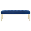 Modway Loft Tufted Button Performance Velvet Upholstered Large Accent Bench in Gold Navy 56 MDY-EEI-3399-GLD-NAV