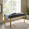 Modway Loft Tufted Button Performance Velvet Upholstered Medium Accent Bench in Gold Gray