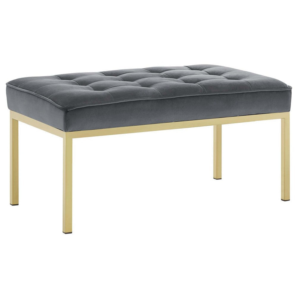 Loft Gold Stainless Steel Leg Medium Performance Velvet Bench