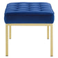 Modway Loft Tufted Button Performance Velvet Upholstered Medium Accent Bench in Gold Navy MDY-EEI-3402-GLD-NAV