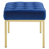 Modway Loft Tufted Button Performance Velvet Upholstered Medium Accent Bench in Gold Navy MDY-EEI-3402-GLD-NAV