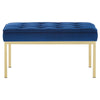 Modway Loft Tufted Button Performance Velvet Upholstered Medium Accent Bench in Gold Navy MDY-EEI-3402-GLD-NAV