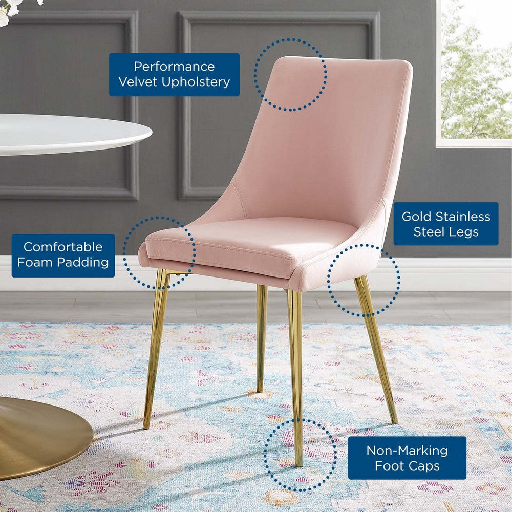 Modway Viscount Modern Accent Performance Velvet Dining Chair Pink MDY-EEI-3416-PNK