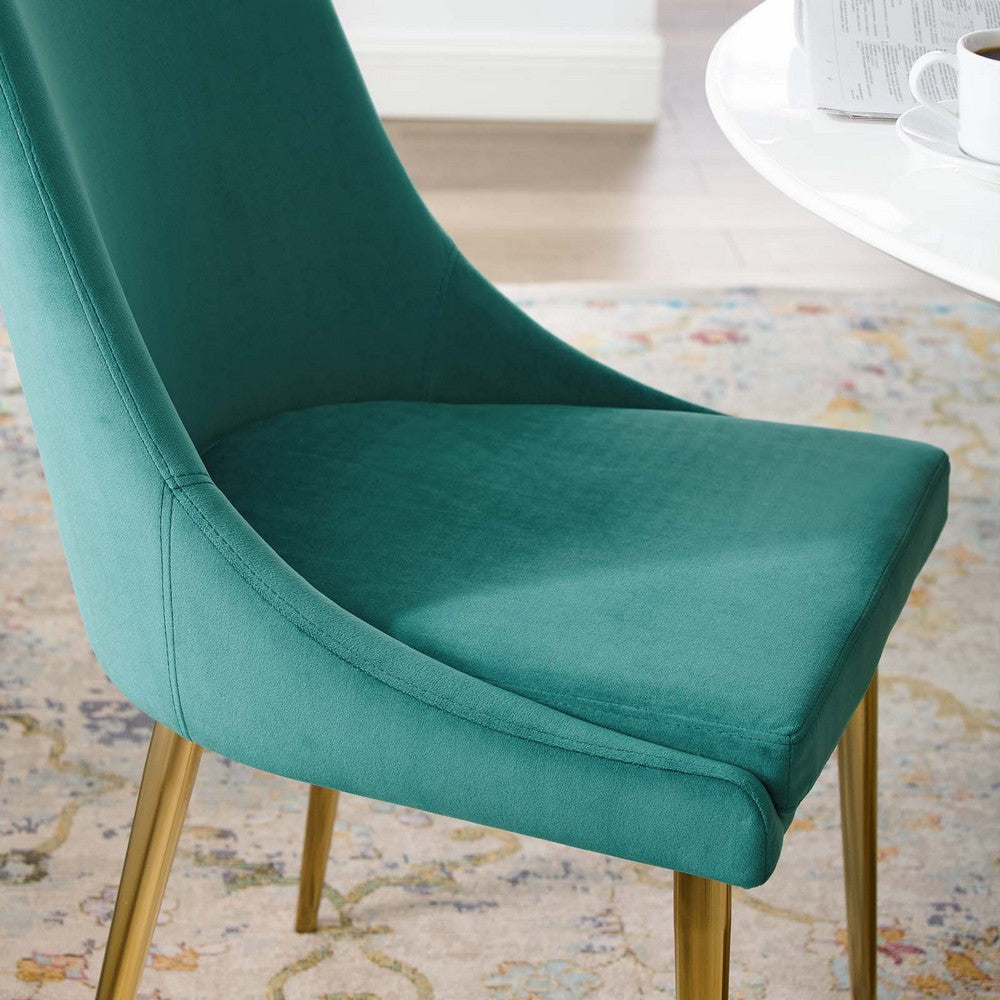 Modway Viscount Modern Accent Performance Velvet Dining Chair Teal MDY-EEI-3416-TEA