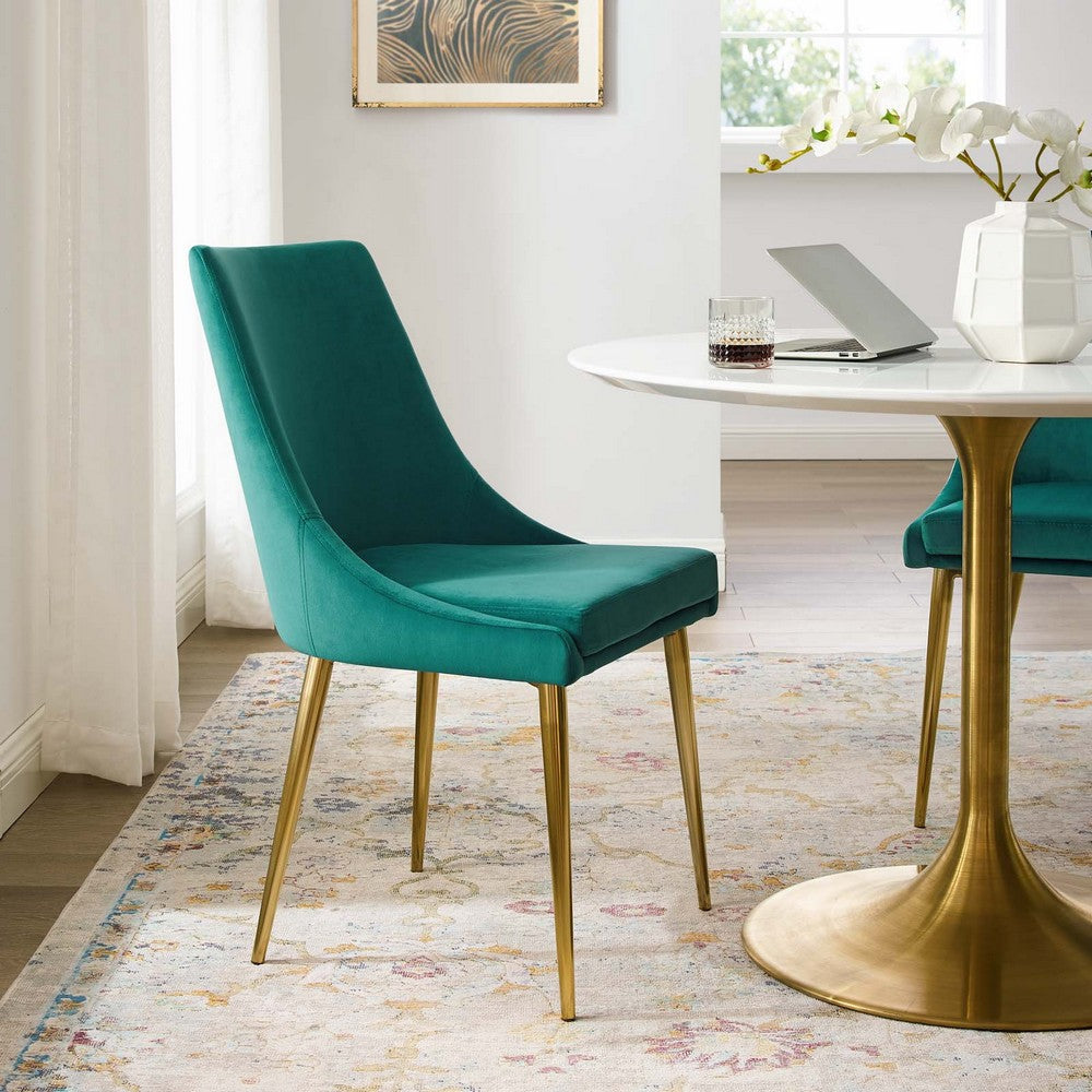 Modway Viscount Modern Accent Performance Velvet Dining Chair Teal MDY-EEI-3416-TEA