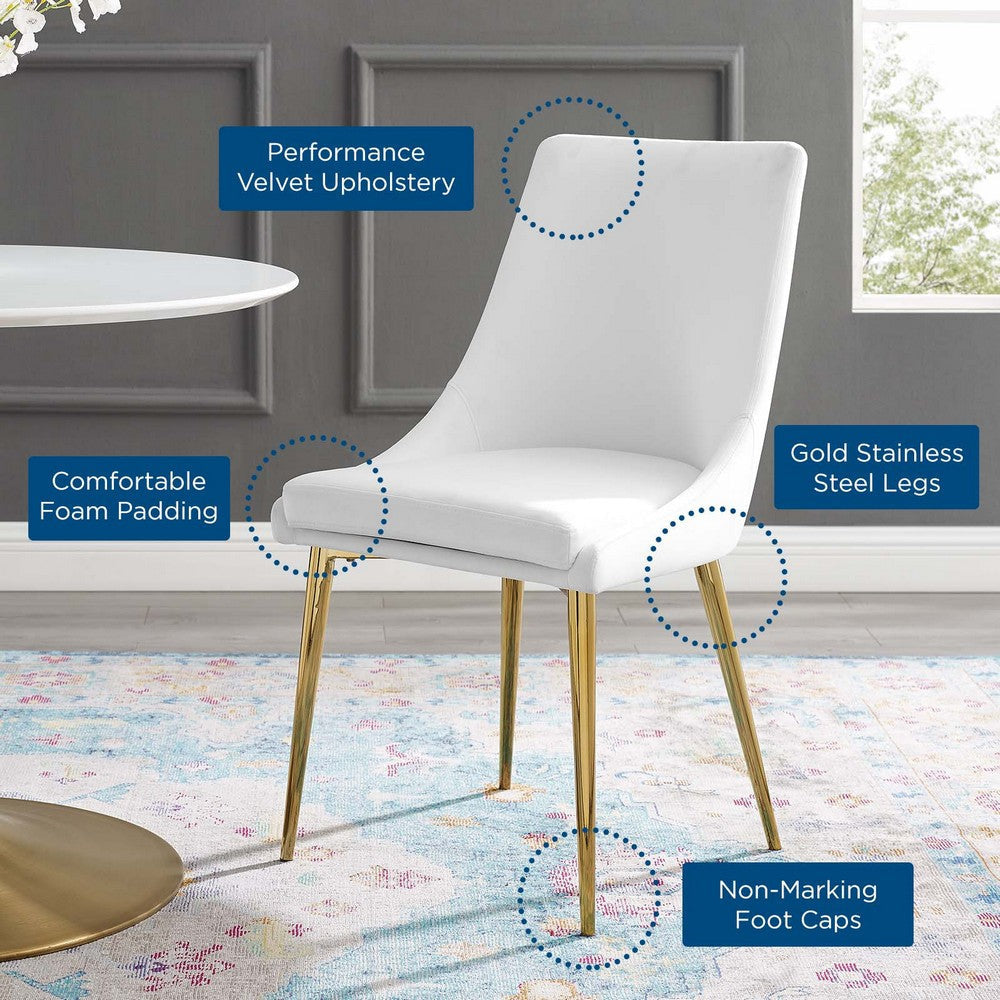 Modway Viscount Modern Accent Performance Velvet Dining Chair White MDY-EEI-3416-WHI