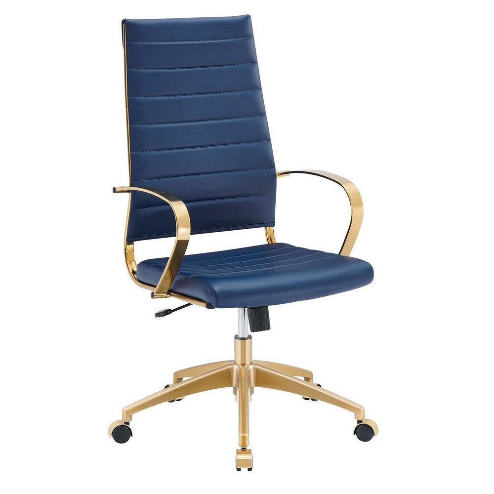 Modway Jive Stainless Steel, High Back Office Chair, Gold Navy