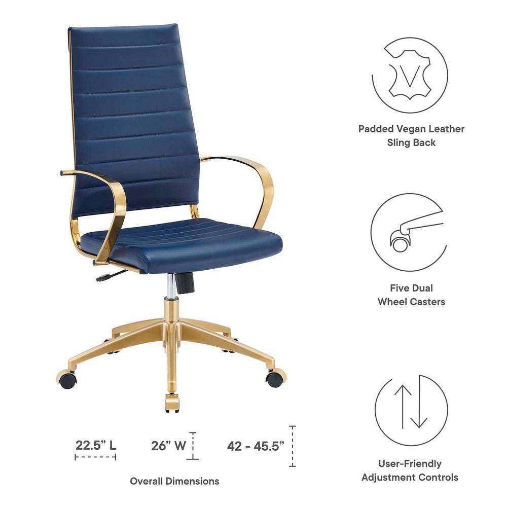 Jive Gold Stainless Steel Highback Office Chair - No Shipping Charges MDY-EEI-3417-GLD-NAV