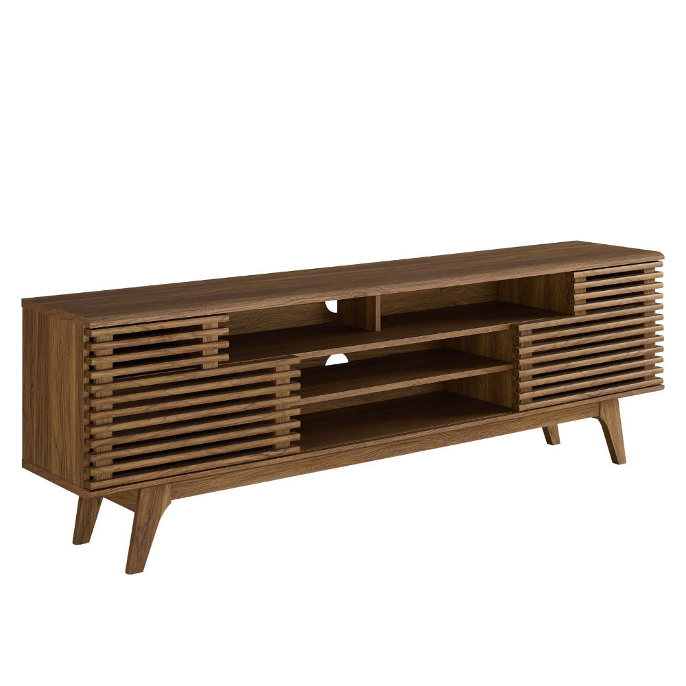 Modway Render 71" Mid-Century Modern Low Profile Media Console TV Stand, 71 Inch, Walnut