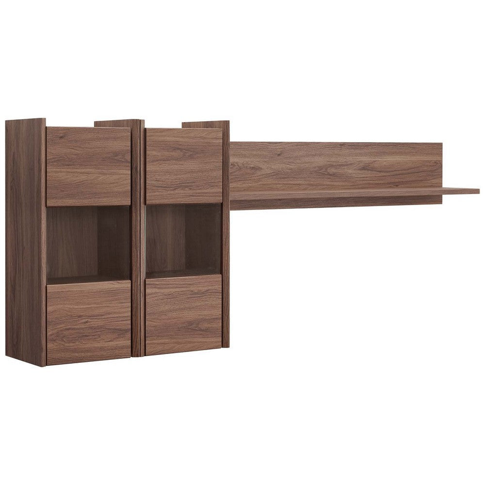 Modway Visionary Mounted, Wall Shelves, Walnut