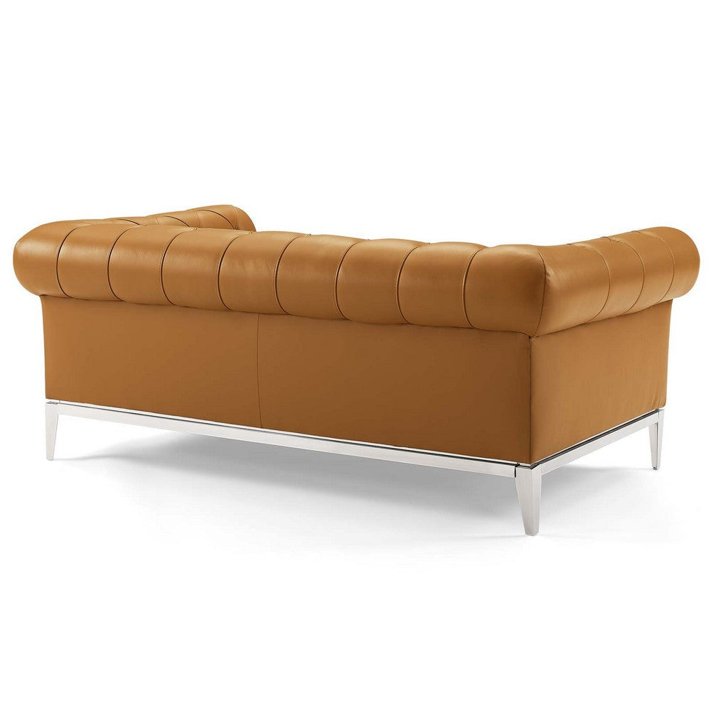 Modway Idyll Tufted Button Upholstered Leather Chesterfield Loveseat Tan MDY-EEI-3442-TAN