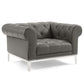 Idyll Tufted Button Upholstered Leather Chesterfield Armchair