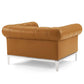 Modway Idyll Tufted Button Upholstered Leather Chesterfield Armchair Tan MDY-EEI-3443-TAN