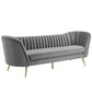 Modway Opportunity Channel Tufted Curved Back Upholstered Performance Velvet Sofa in Gray MDY-EEI-3453-GRY