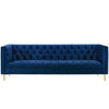 Modway Delight Tufted Button Performance Velvet Tuxedo Sofa with Gold Stainless Steel Legs in Navy